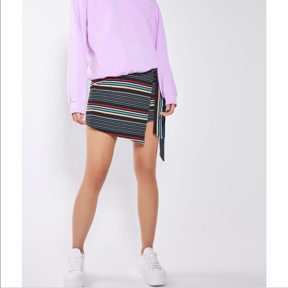 Topshop wrap striped skirt